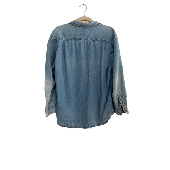 Vintage 90s Denim Workshirt with Embroidered Botanical Design Size Medium - Picture 6 of 6